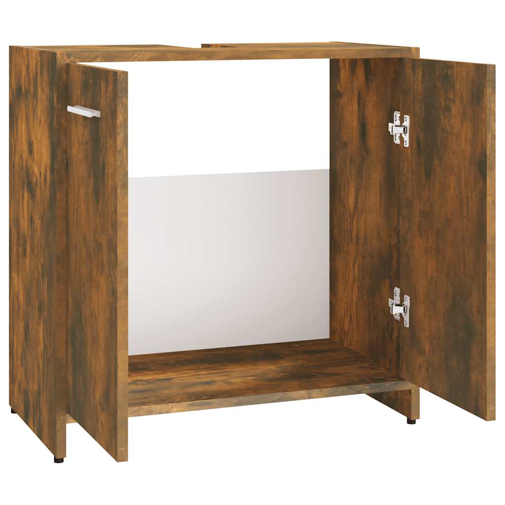 Bathroom Cabinet Smoked Oak 60x33x60 cm Wood Material