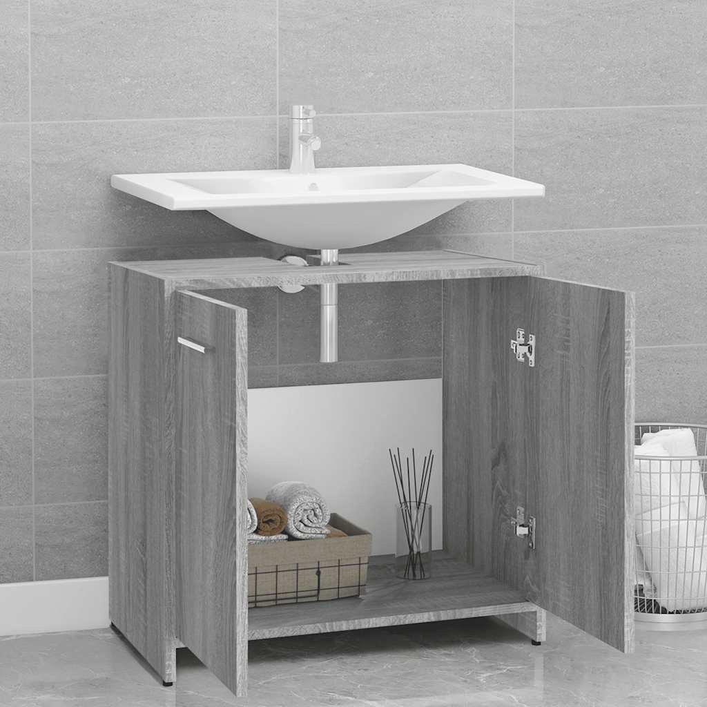 Bathroom Cabinet Grey Sonoma 60x33x60 cm Wood Material