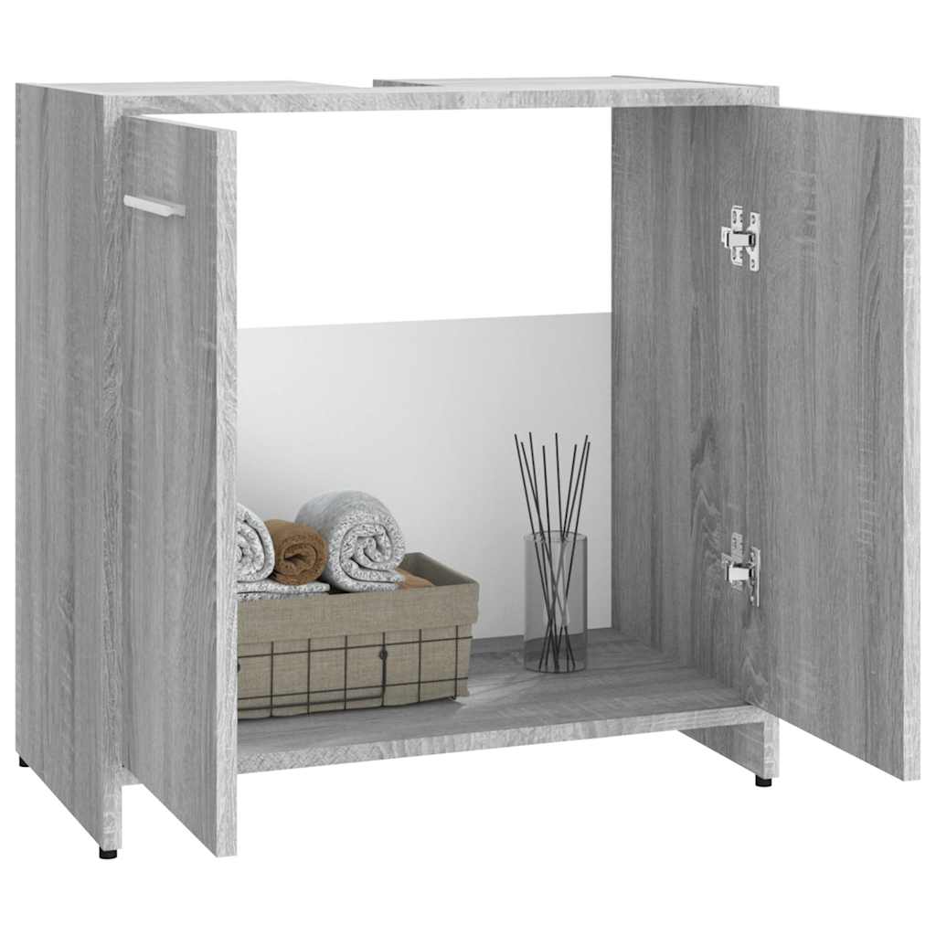 Bathroom Cabinet Grey Sonoma 60x33x60 cm Wood Material