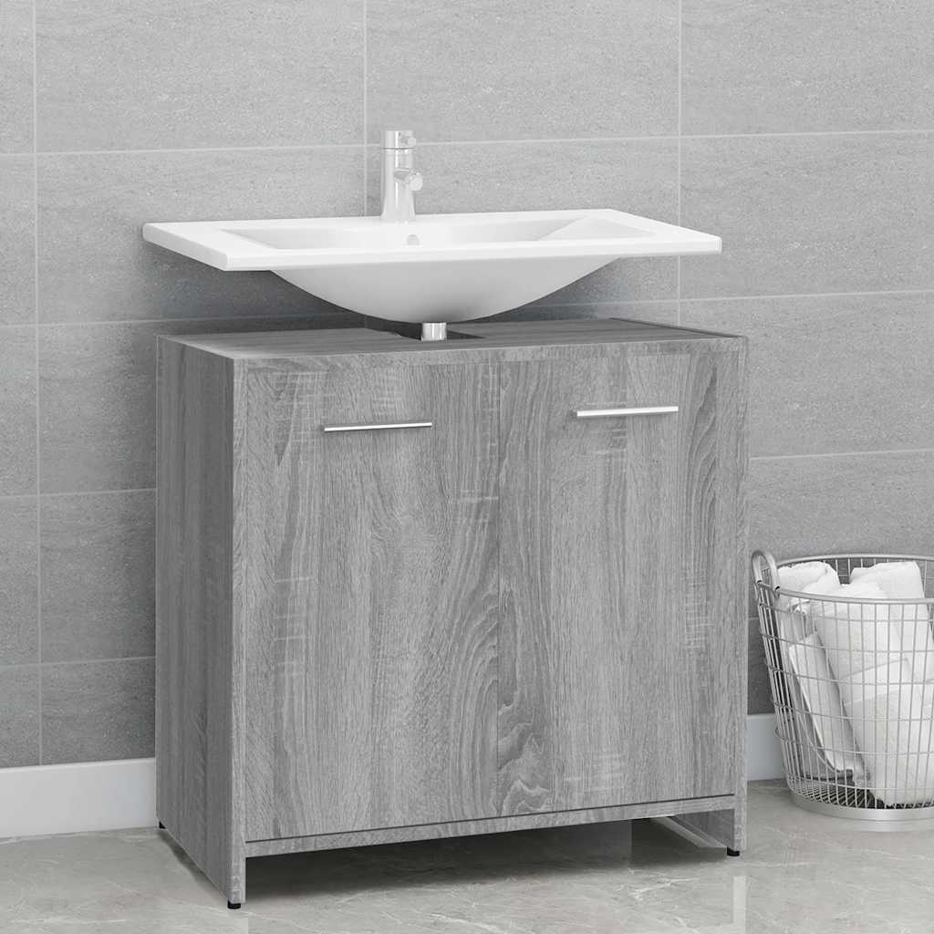 Bathroom Cabinet Grey Sonoma 60x33x60 cm Wood Material