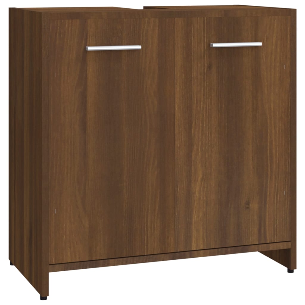 Bathroom Cabinet Brown Oak Look 60x33x60 cm Wood Material