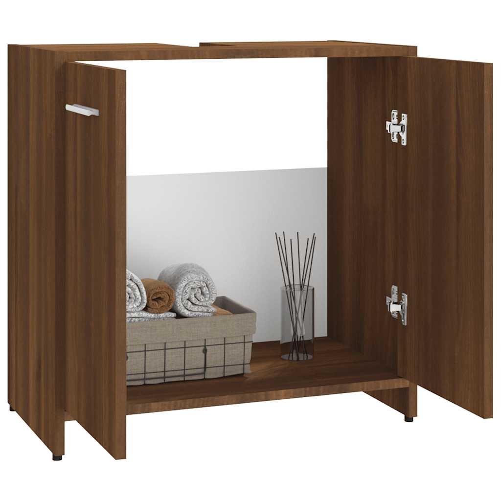 Bathroom Cabinet Brown Oak Look 60x33x60 cm Wood Material