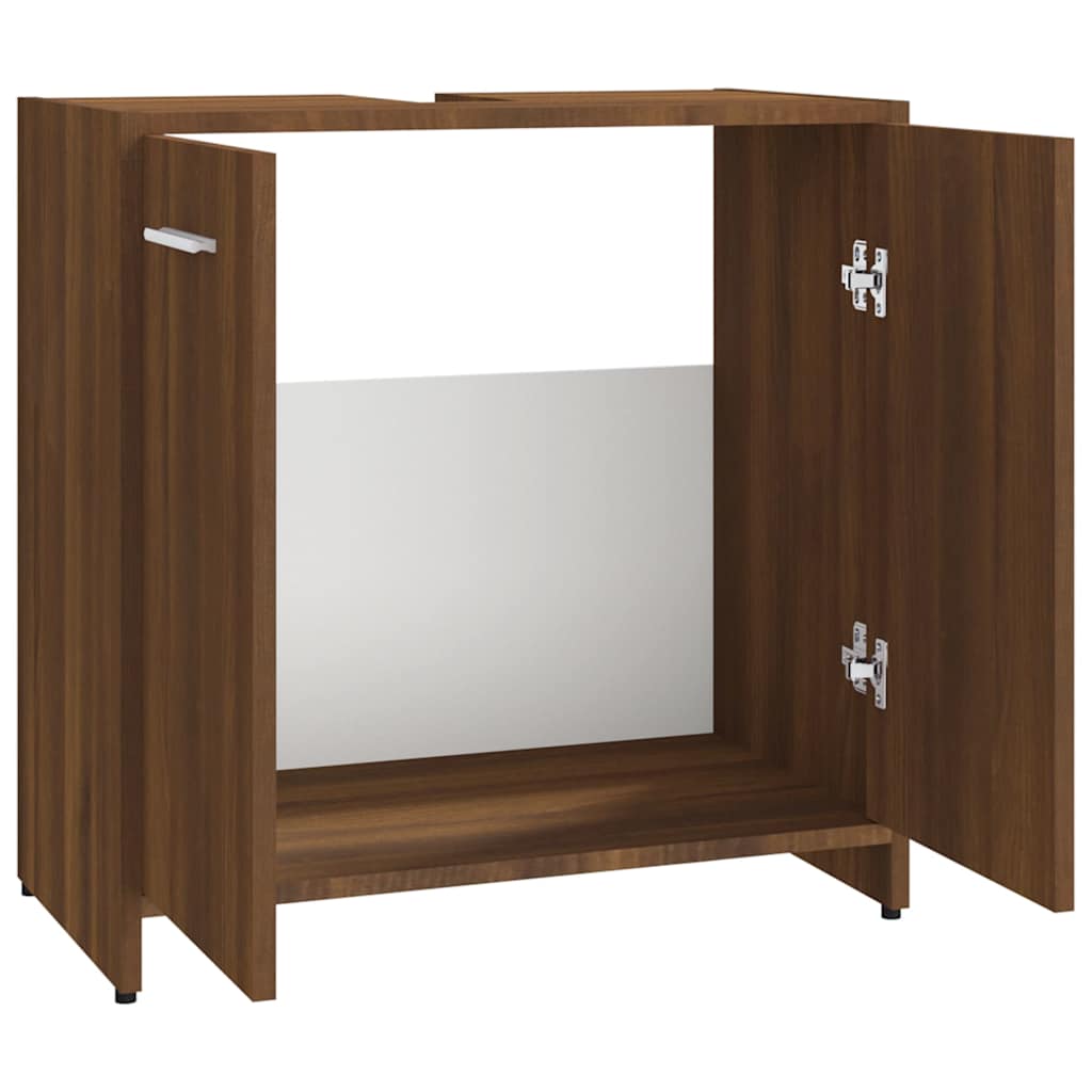 Bathroom Cabinet Brown Oak Look 60x33x60 cm Wood Material