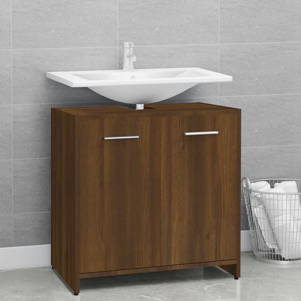 Bathroom Cabinet Brown Oak Look 60x33x60 cm Wood Material