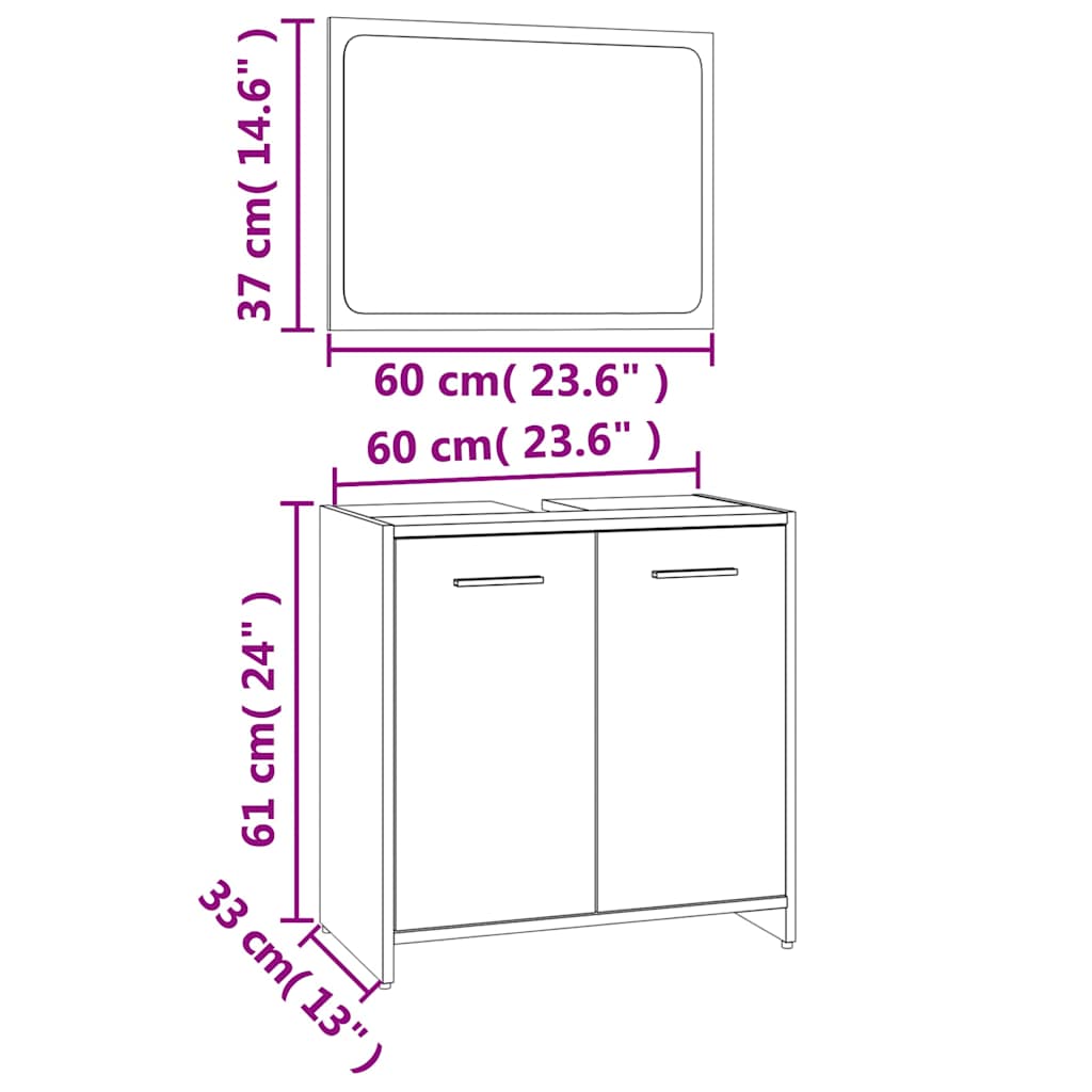 bathroom furniture set smoked oak wood material