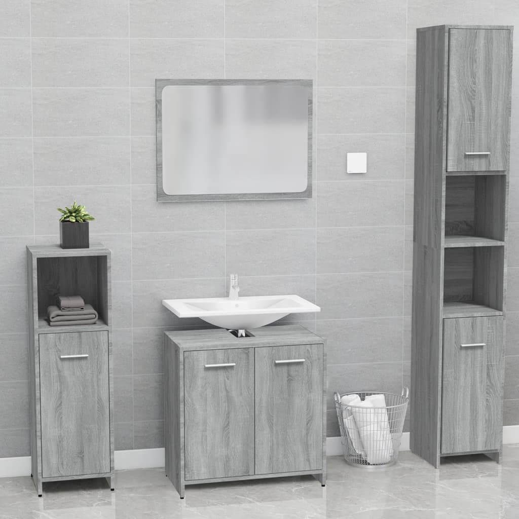 Bathroom Furniture Set Gray Sonoma Wood Material