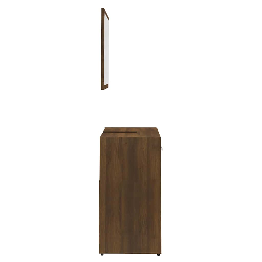 Bathroom Furniture Set Brown Oak Look Wood Material