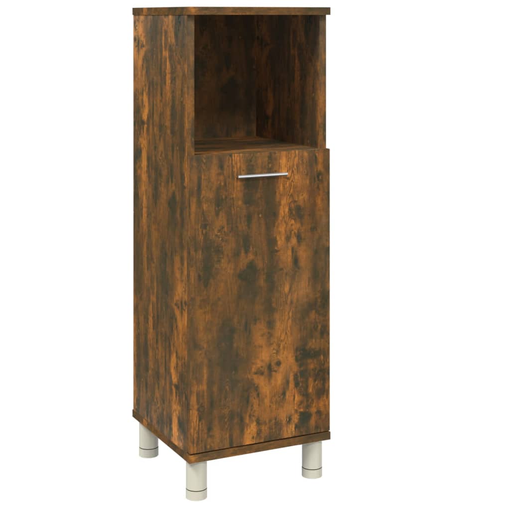 Bathroom Cabinet Smoked Oak 30x30x95 cm Wood Material