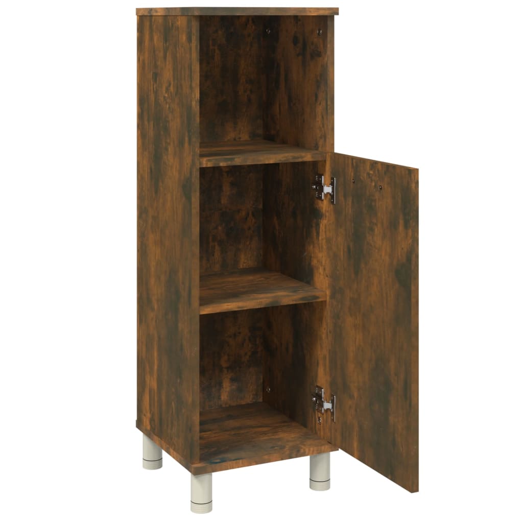 Bathroom Cabinet Smoked Oak 30x30x95 cm Wood Material