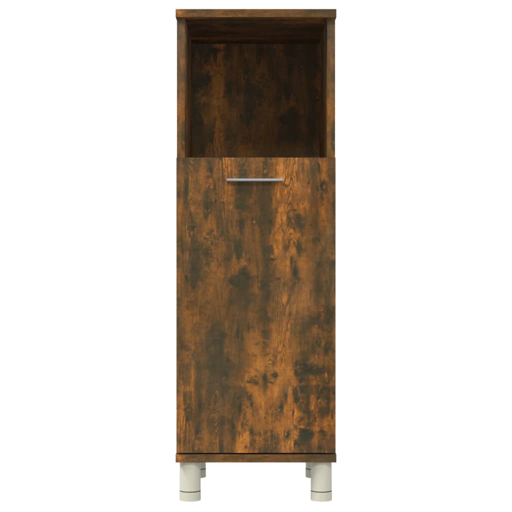 Bathroom Cabinet Smoked Oak 30x30x95 cm Wood Material