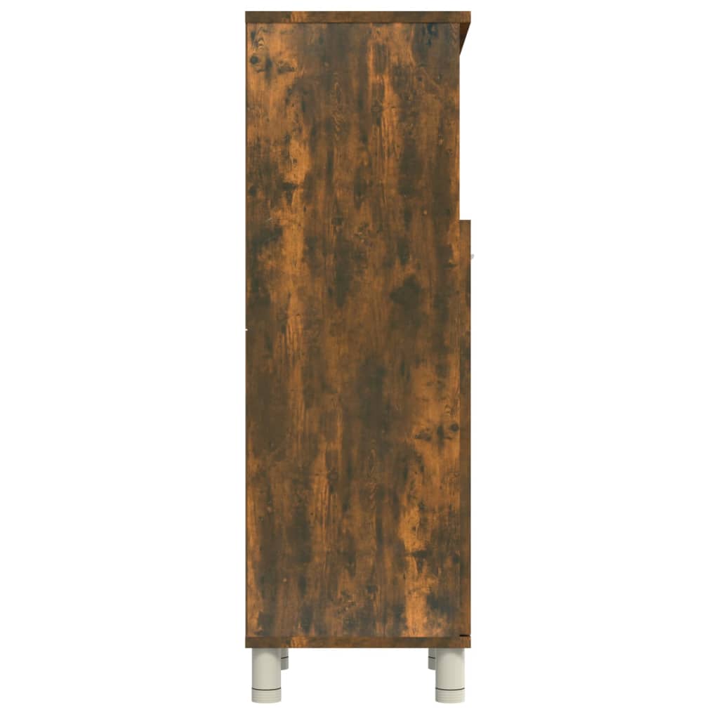 Bathroom Cabinet Smoked Oak 30x30x95 cm Wood Material