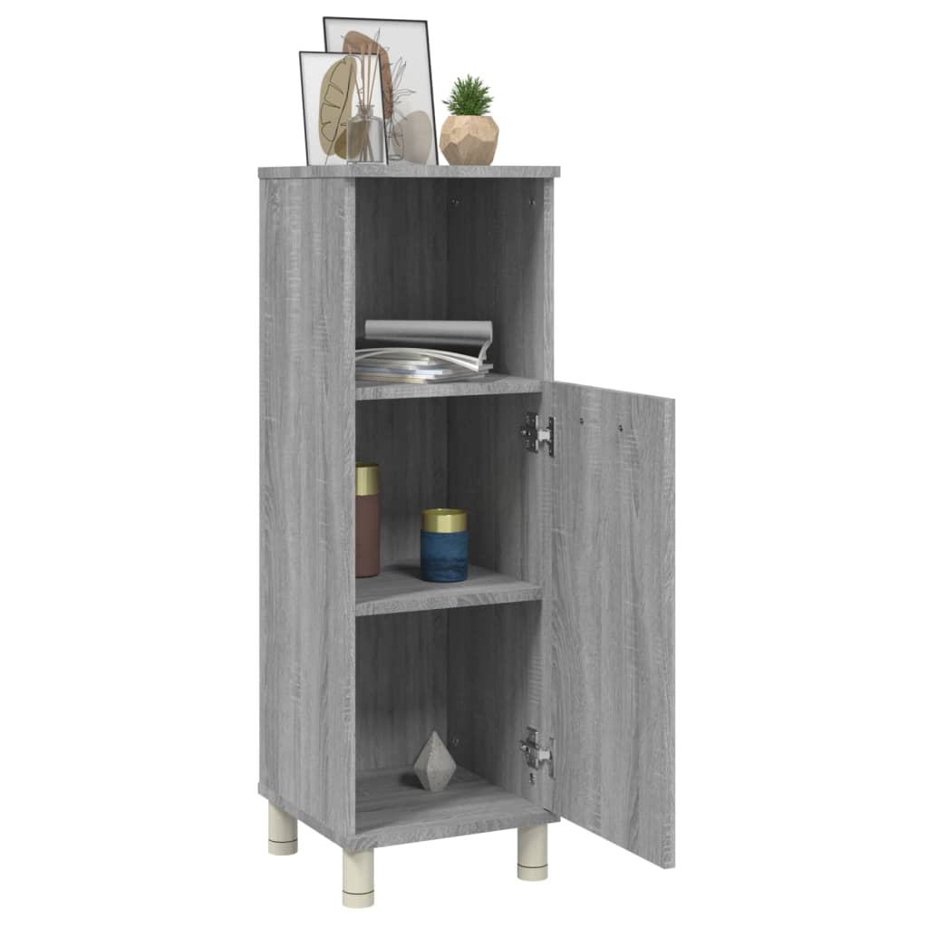 Bathroom Cabinet Gray Sonoma 30x30x95 cm Wood Material