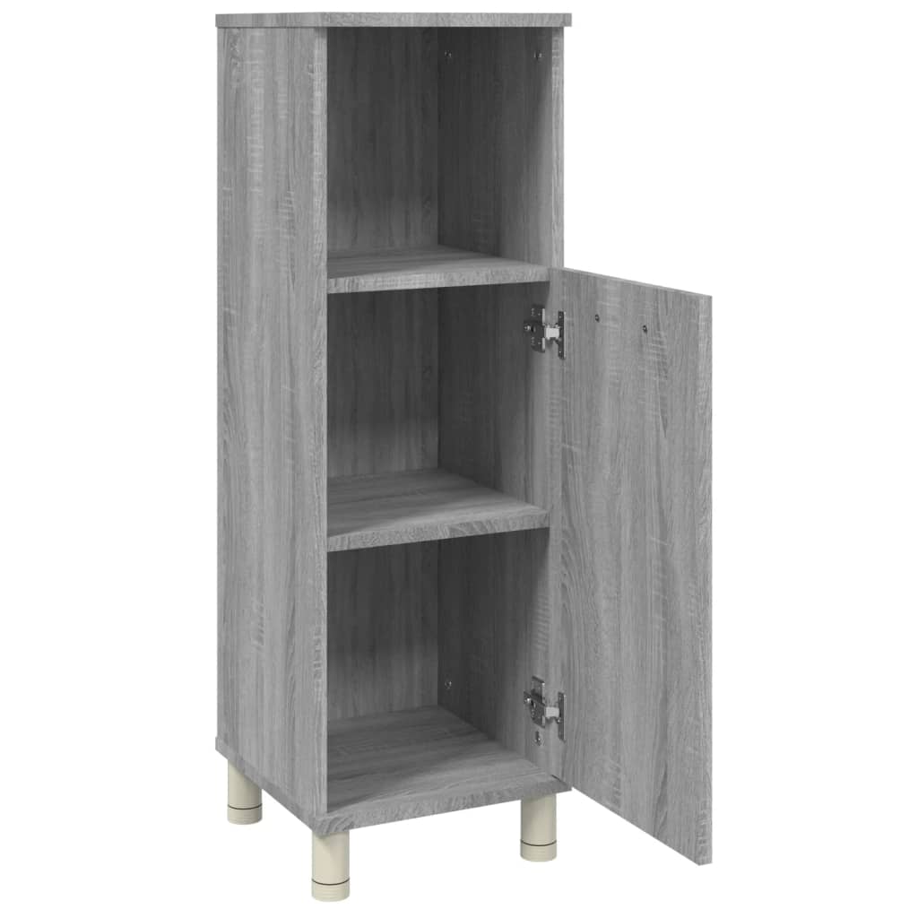 Bathroom Cabinet Gray Sonoma 30x30x95 cm Wood Material