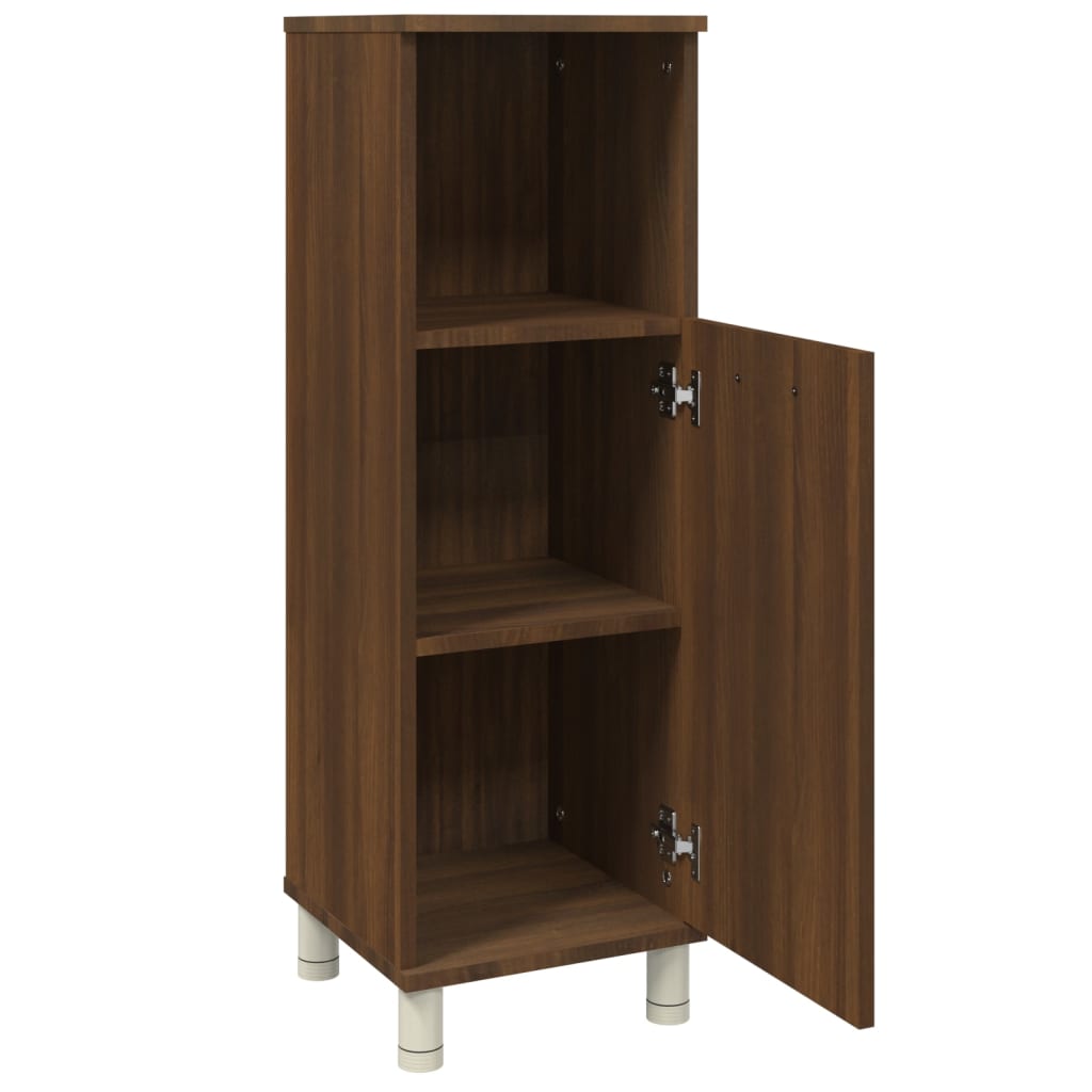 Bathroom Cabinet Brown Oak Look 30x30x95 cm Wood Material