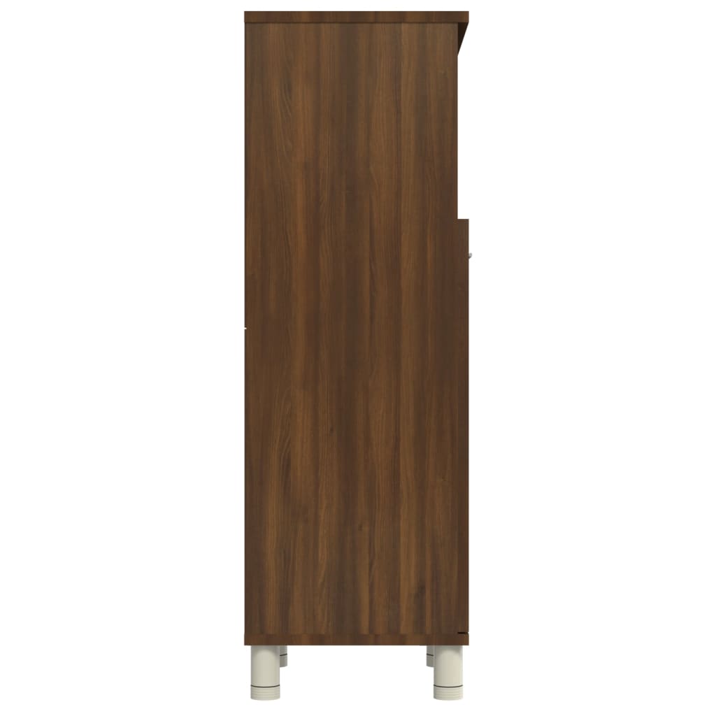 Bathroom Cabinet Brown Oak Look 30x30x95 cm Wood Material