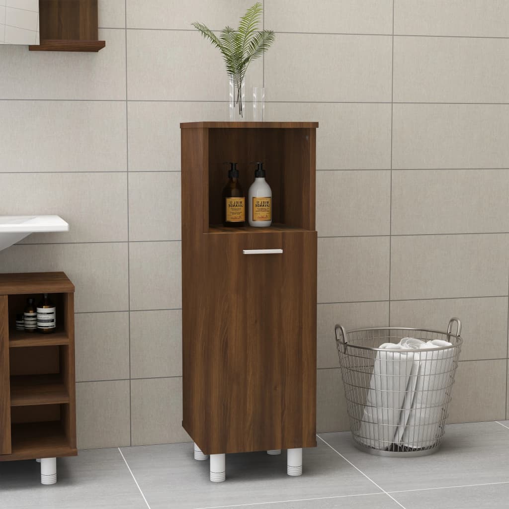 Bathroom Cabinet Brown Oak Look 30x30x95 cm Wood Material