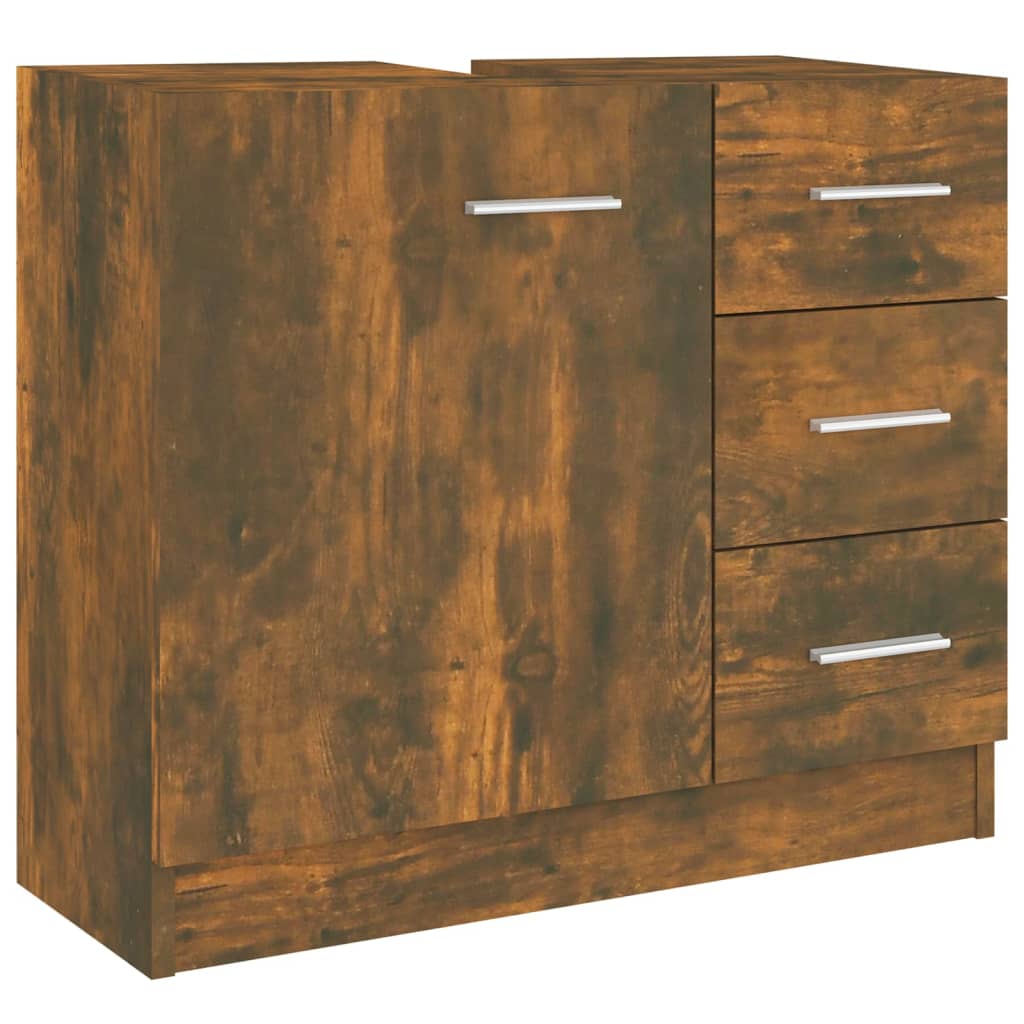 Washbasin cabinet smoked oak 63x30x54 cm wood material