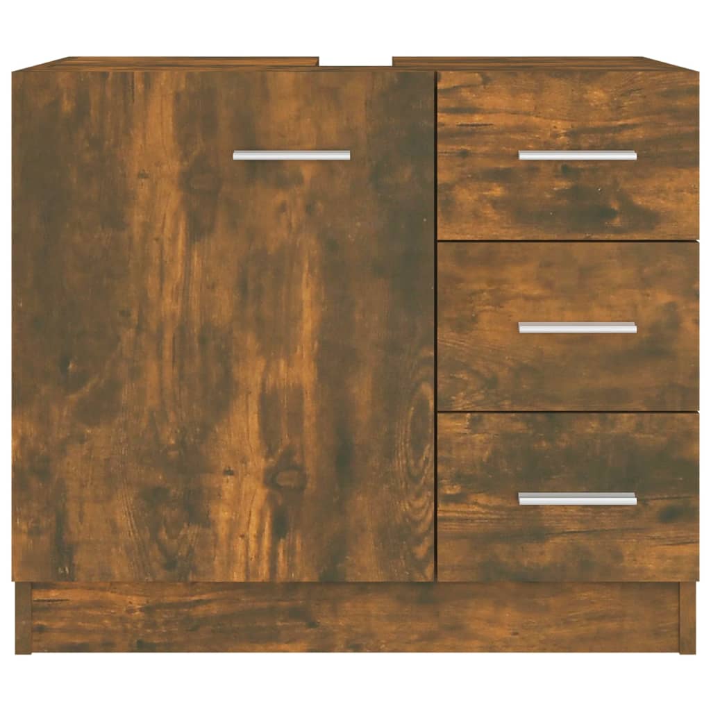 Washbasin cabinet smoked oak 63x30x54 cm wood material