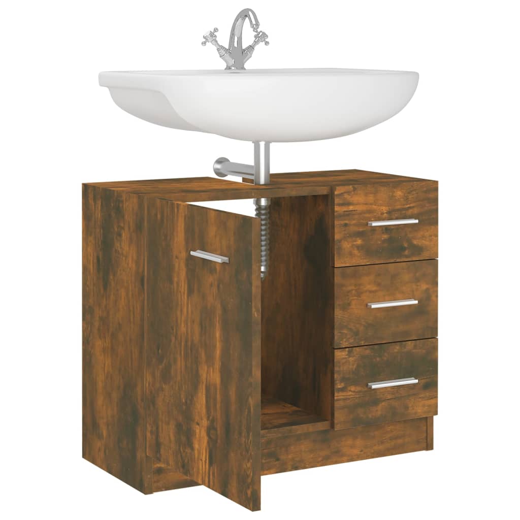 Washbasin cabinet smoked oak 63x30x54 cm wood material