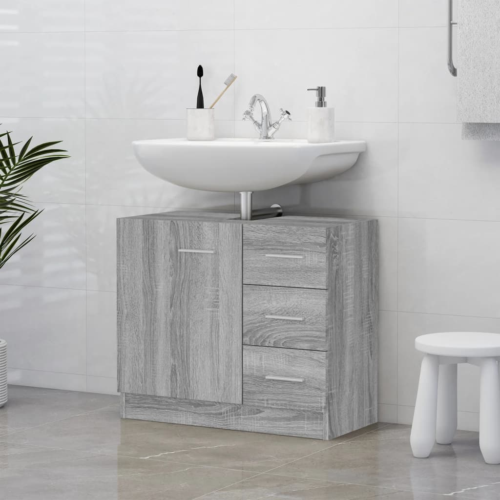 Washbasin Cabinet Grey Sonoma 63x30x54 cm Wood Material