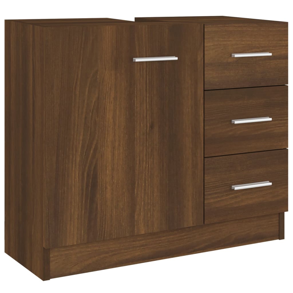 Washbasin Cabinet Brown Oak Look 63x30x54 cm Wood Material