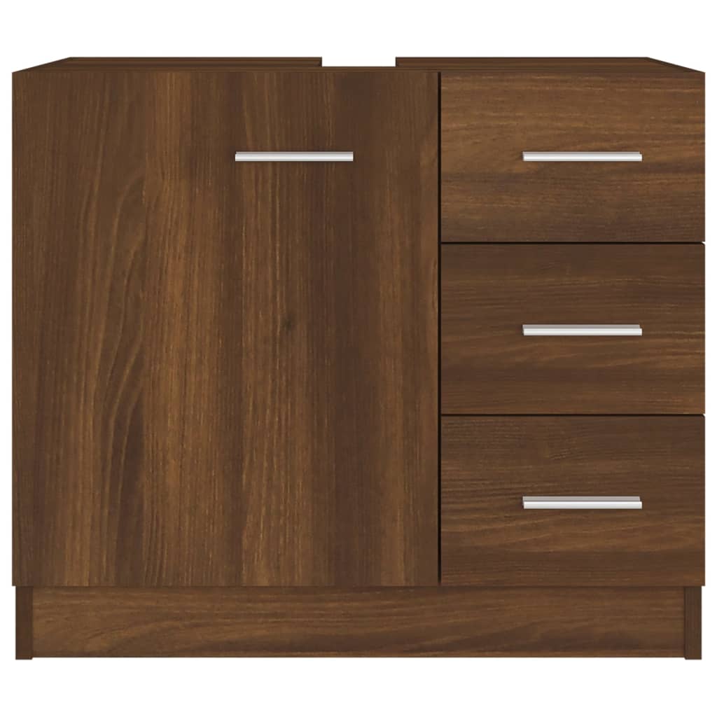 Washbasin Cabinet Brown Oak Look 63x30x54 cm Wood Material