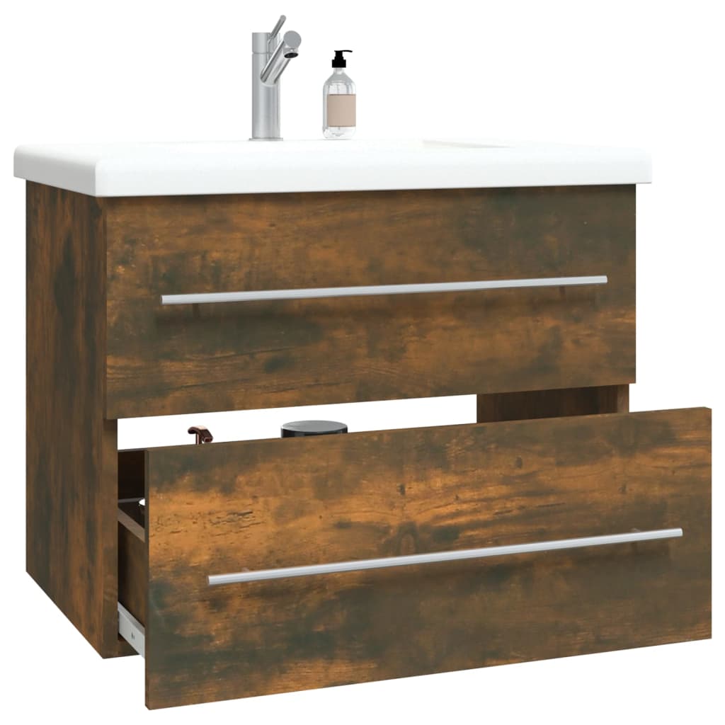 Washbasin cabinet smoked oak 60x38.5x48 cm wood material