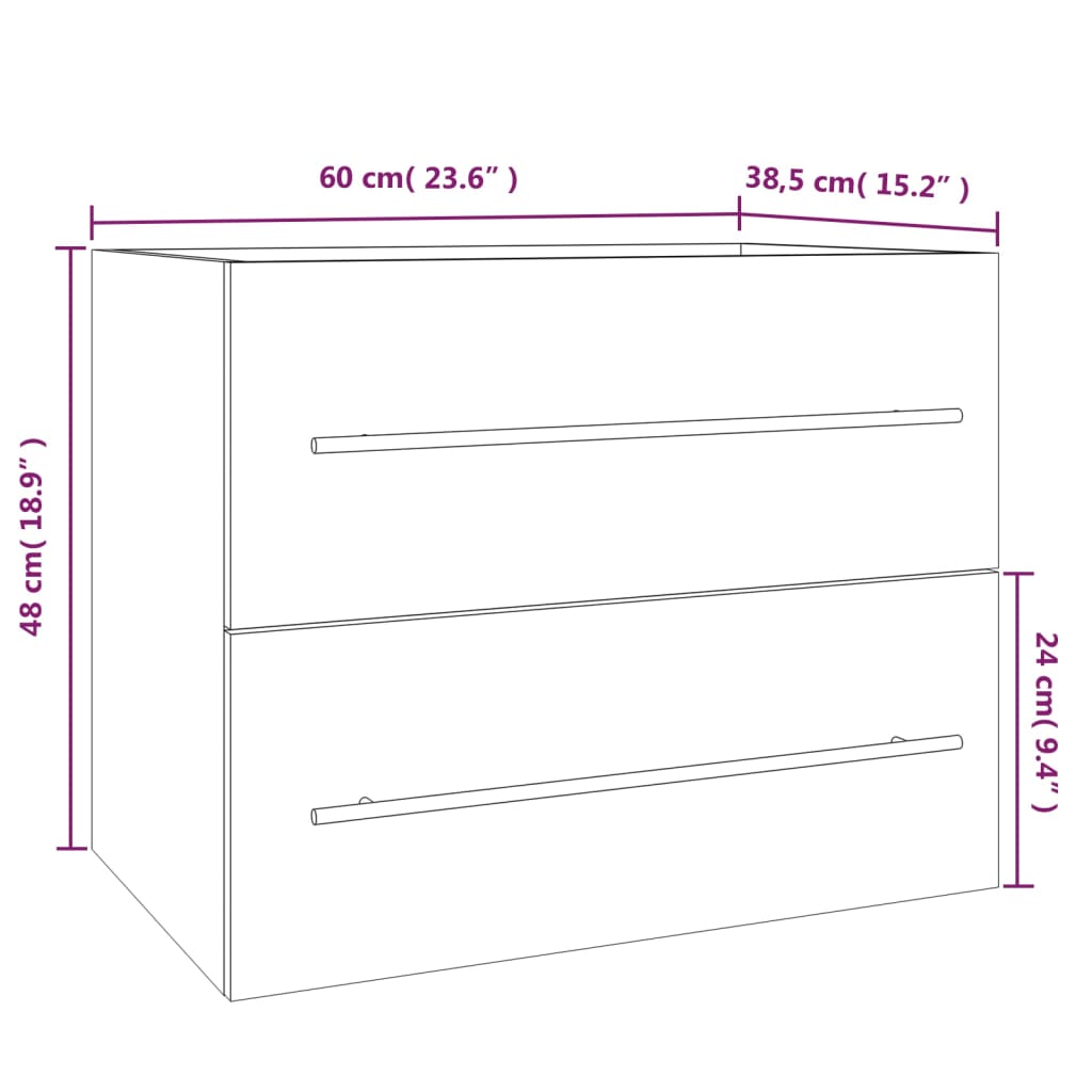 Washbasin cabinet smoked oak 60x38.5x48 cm wood material