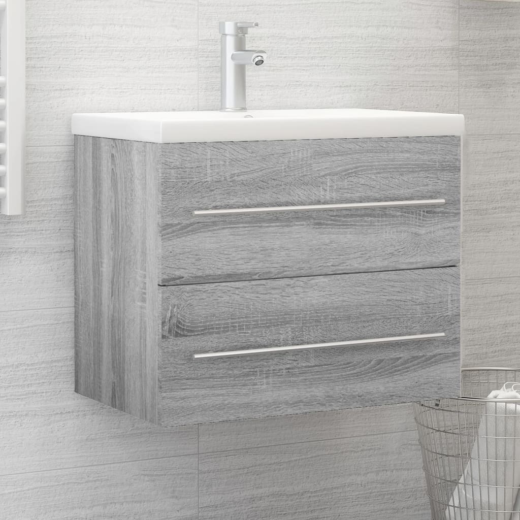 Washbasin Cabinet Grey Sonoma 60x38.5x48 cm Wood Material