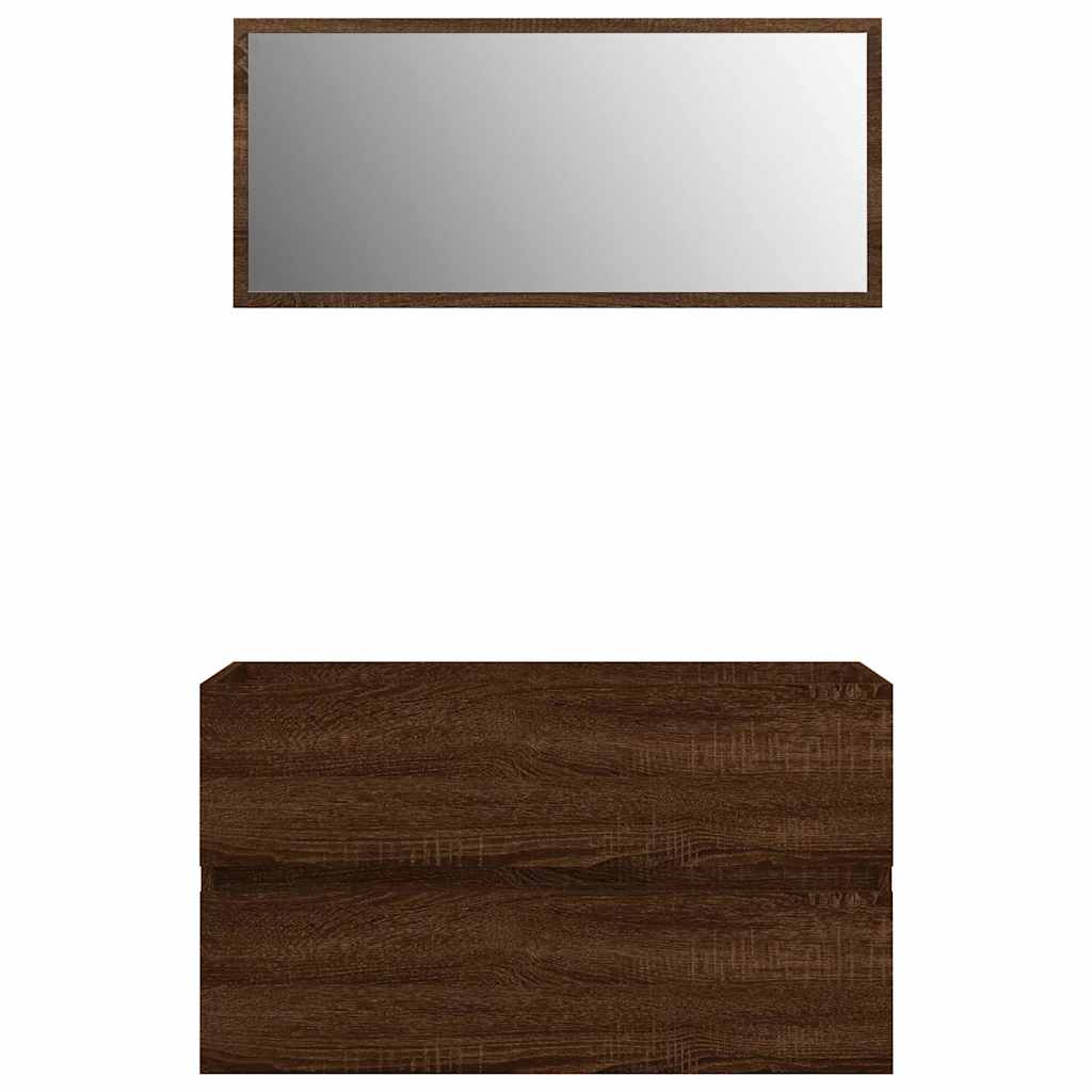 2-piece bathroom furniture set brown oak look wood material