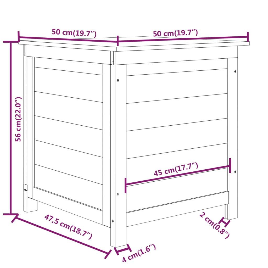 Outdoor-Kissenbox 50x50x56 cm Massivholz Tanne