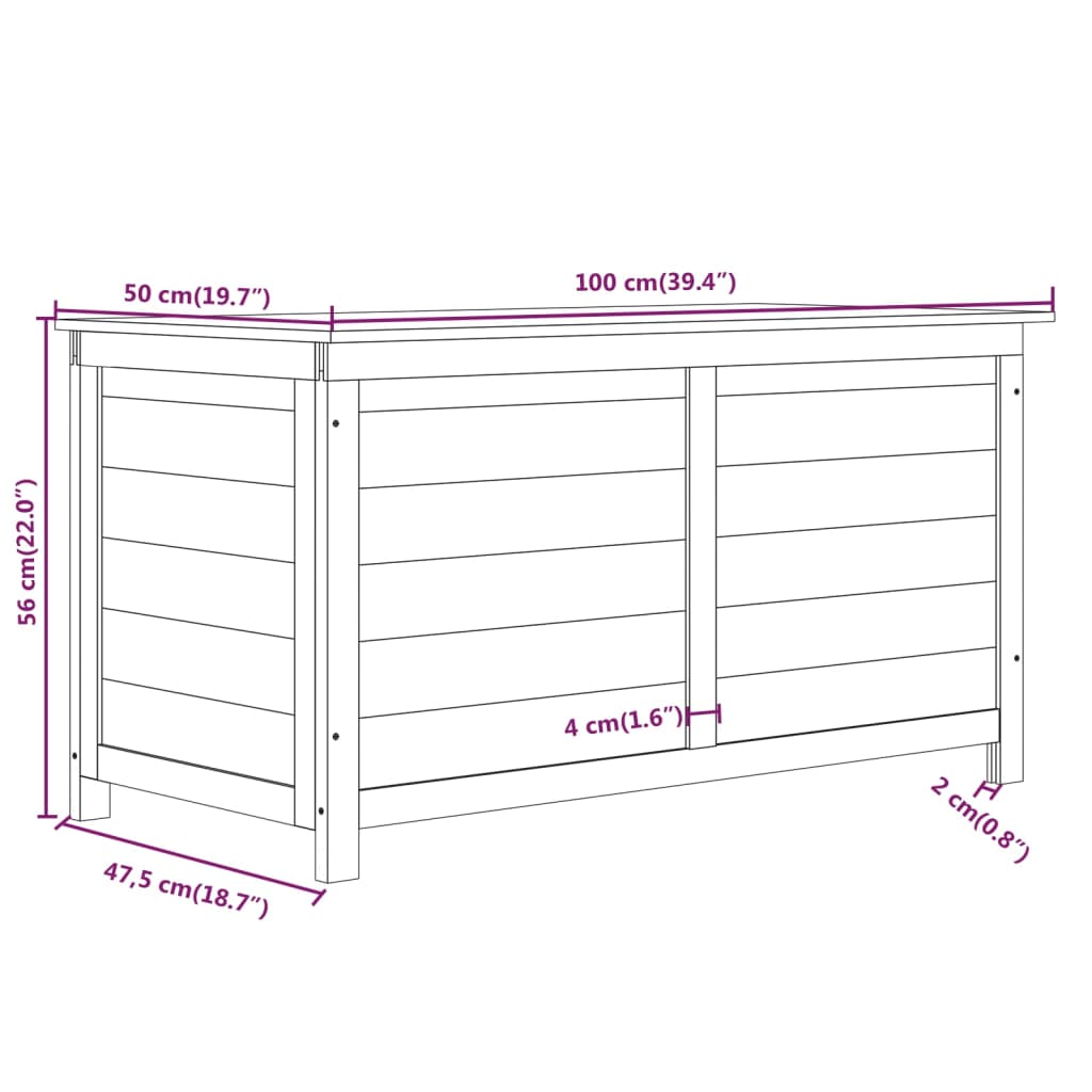 Outdoor-Kissenbox Braun 100x50x56 cm Massivholz Tanne