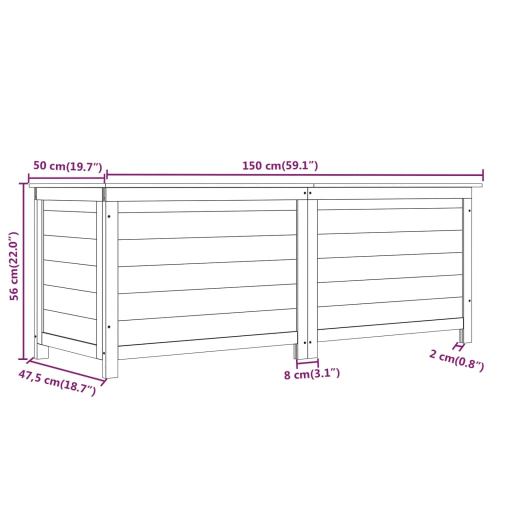 Outdoor-Kissenbox Anthrazit 150x50x56 cm Massivholz Tanne