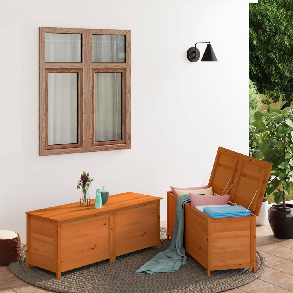 Outdoor-Kissenbox Braun 200x50x56 cm Massivholz Tanne