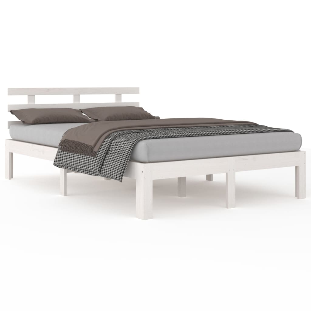 Solid Wood Bed White 120x190 cm