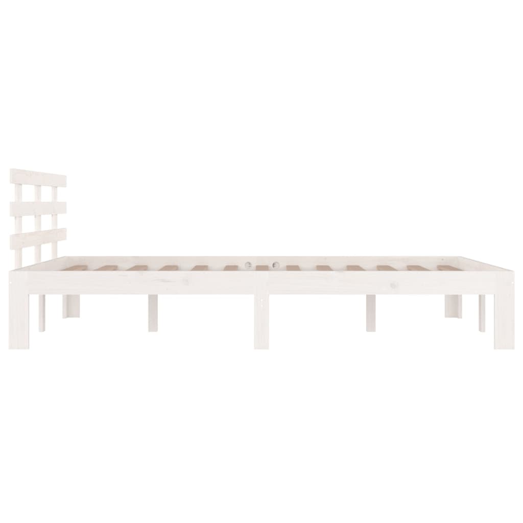 Solid Wood Bed White 120x190 cm