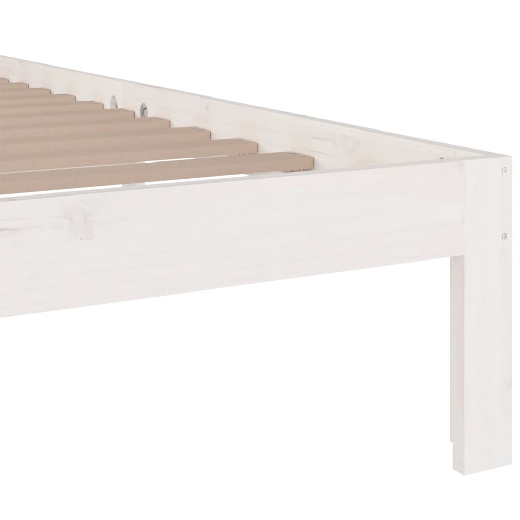 Solid Wood Bed White 135x190 cm