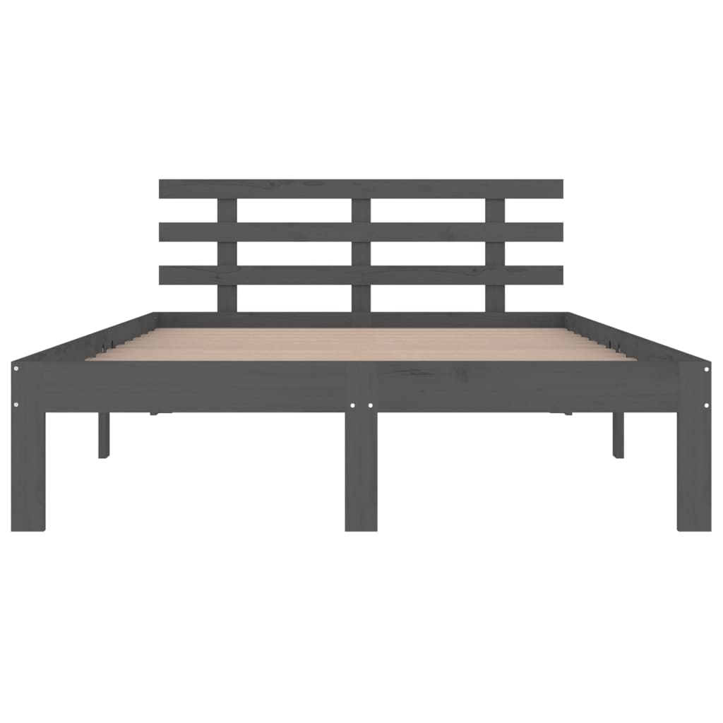 Solid wood bed gray 135x190 cm