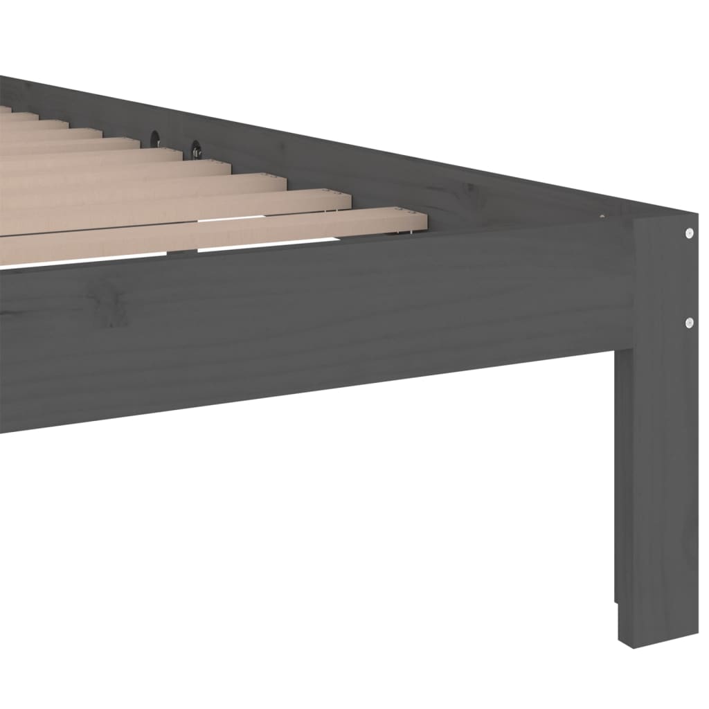 Solid wood bed gray 135x190 cm