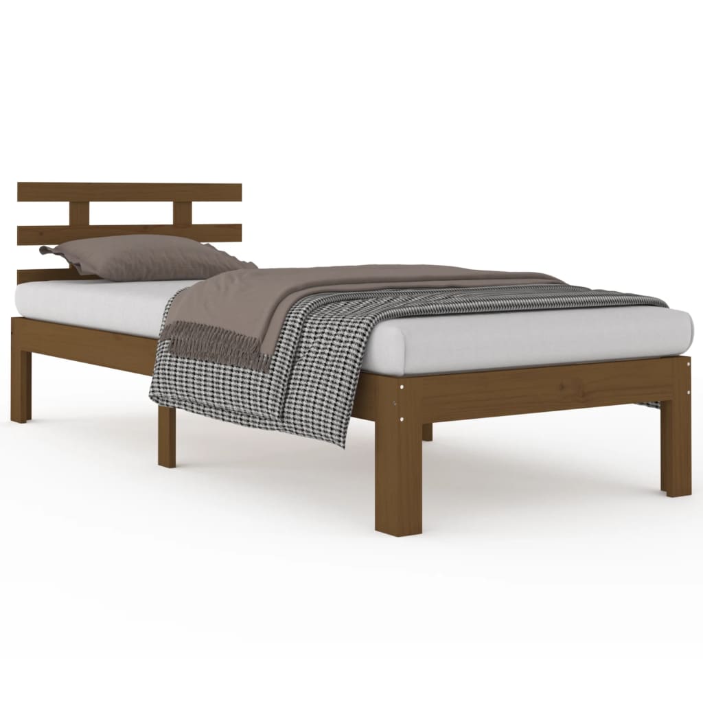 solid wood bed honey brown 100x200 cm