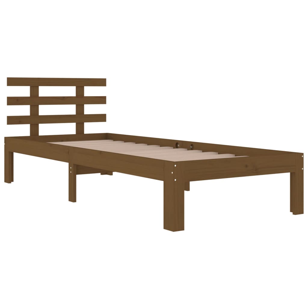 solid wood bed honey brown 100x200 cm