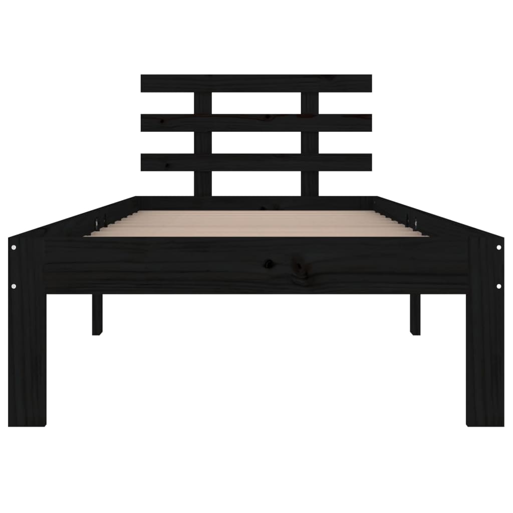 Solid wood bed black 100x200 cm