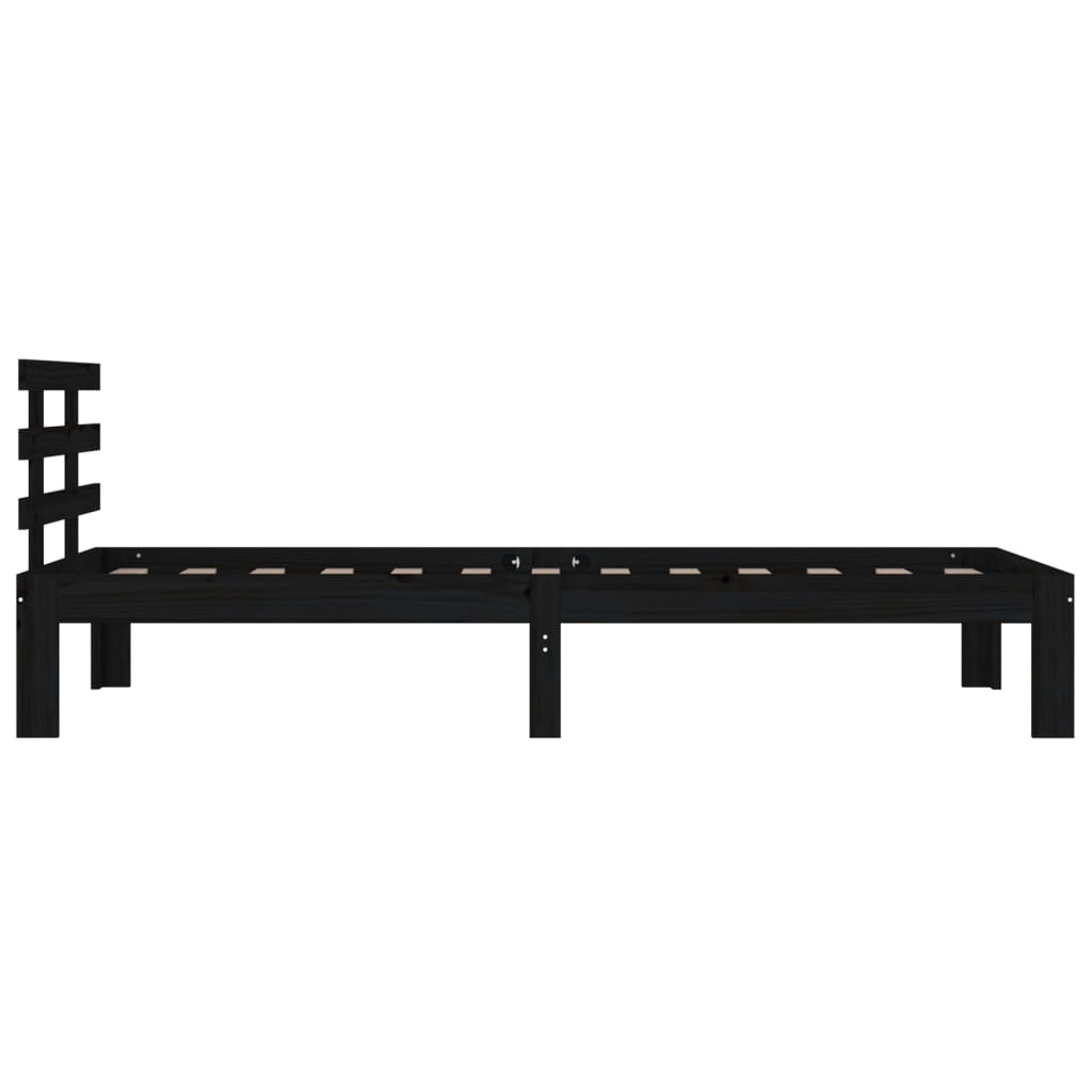 Solid wood bed black 100x200 cm