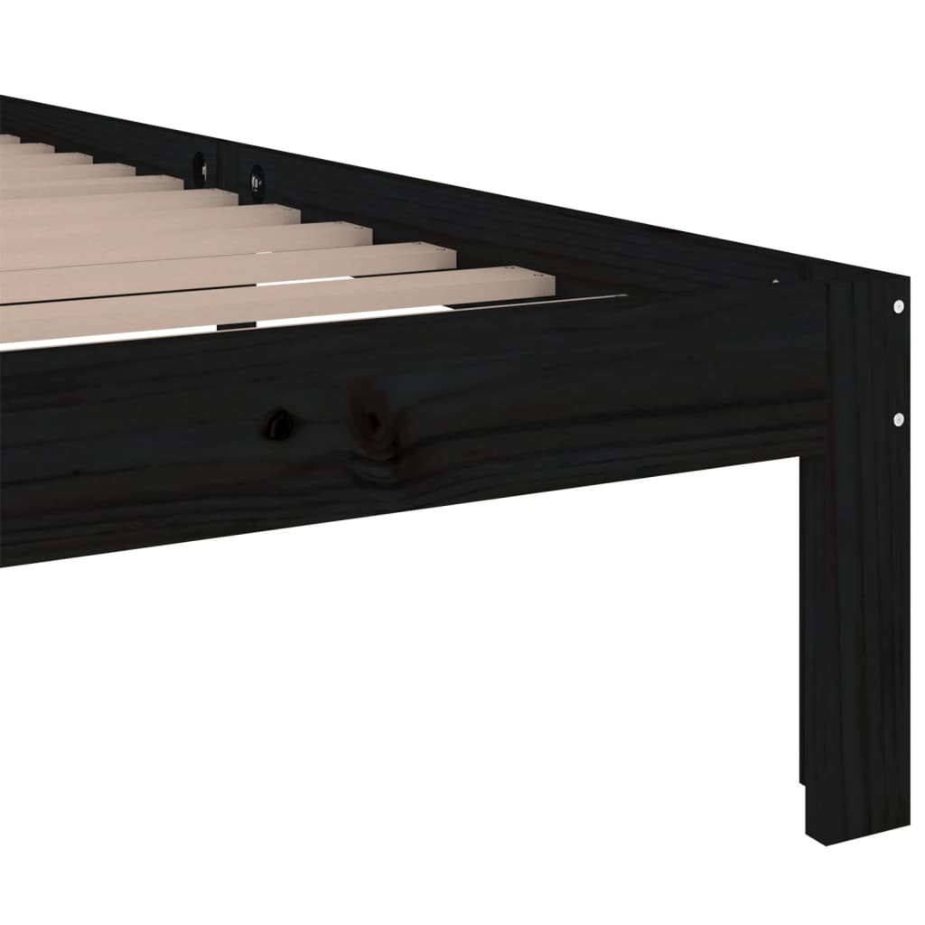 Solid wood bed black 100x200 cm