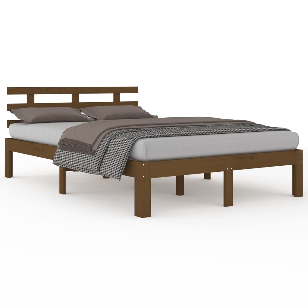 solid wood bed honey brown 150x200 cm