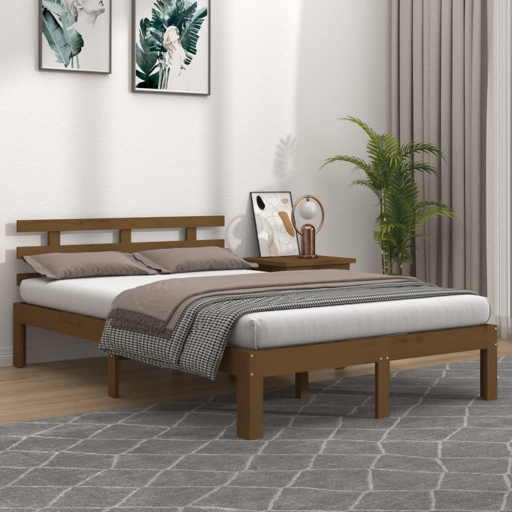 solid wood bed honey brown 150x200 cm