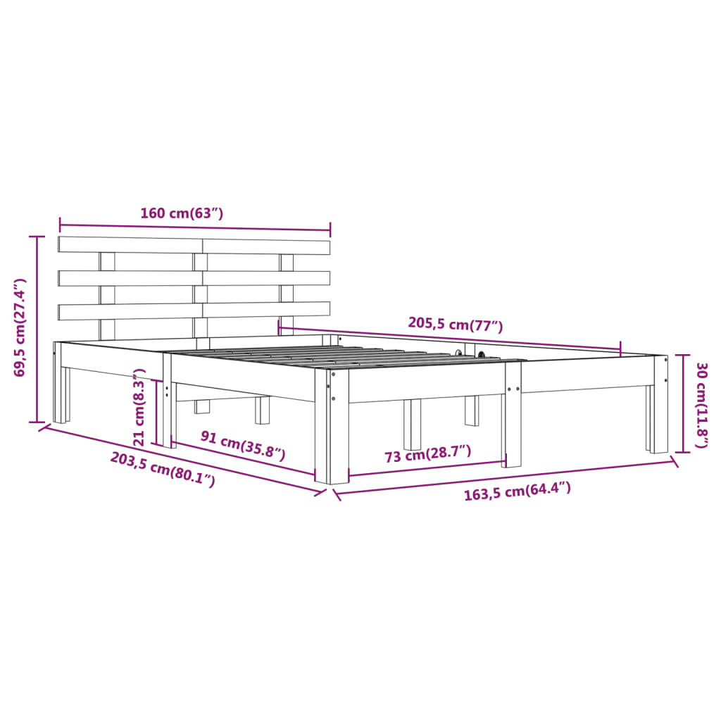 Massivholzbett ohne Matratze 160x200 cm