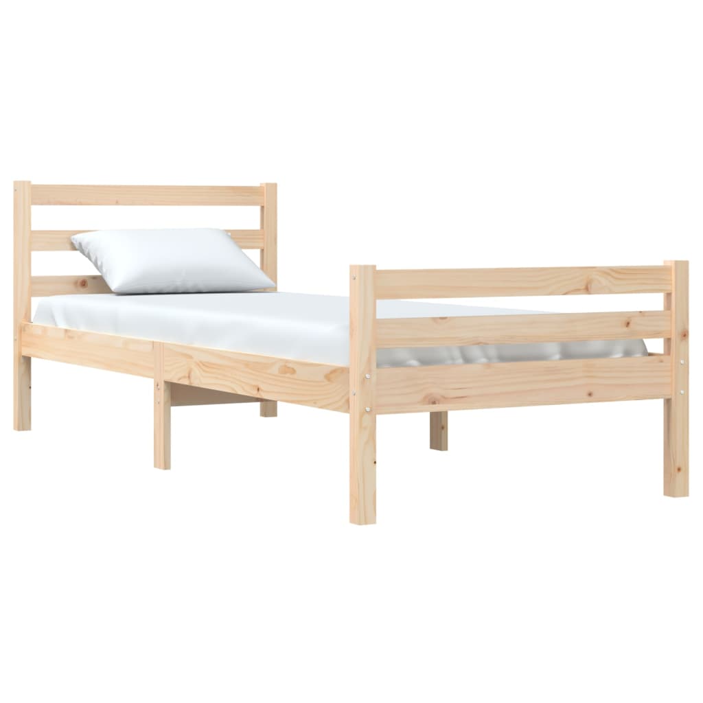 solid wood bed without mattress 75x190 cm