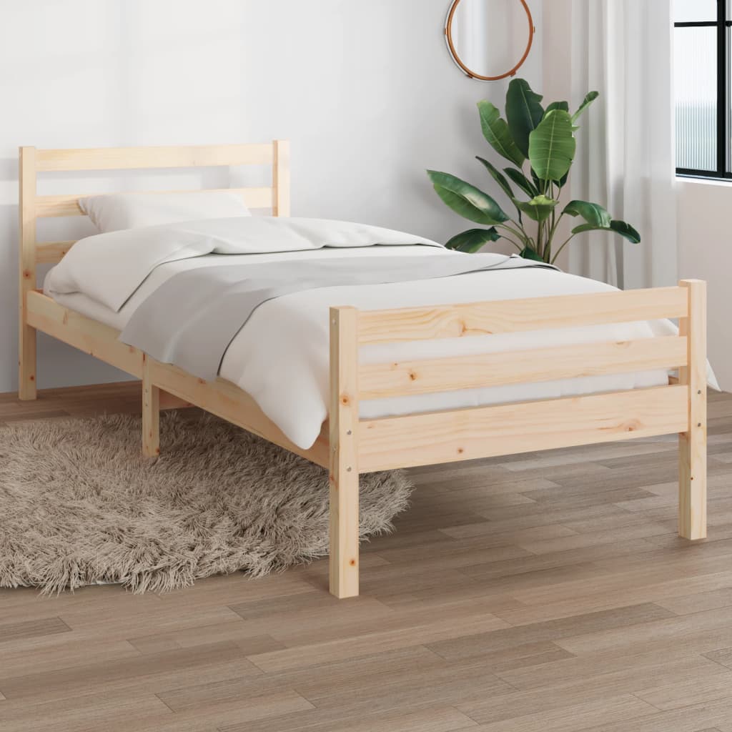 solid wood bed without mattress 75x190 cm