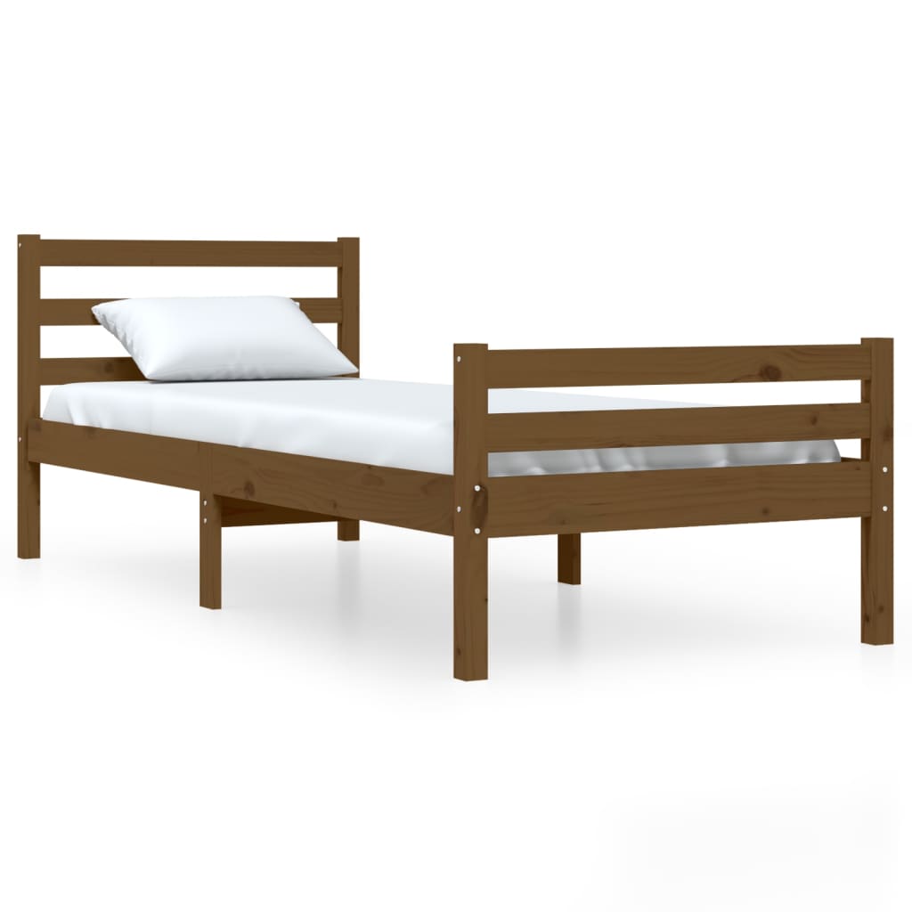 Solid wood bed without mattress honey brown 75x190 cm